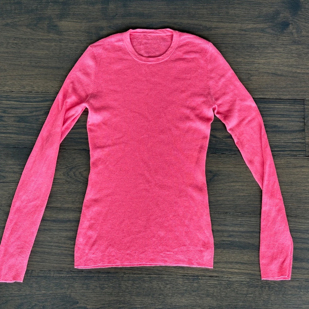 Michael Kors Collection "Hutton" Style Coral Ribbed Cashmere Sweater